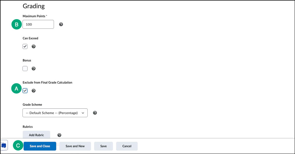 modify the grade item value settings