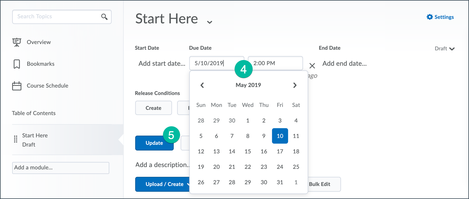 click update on date changes click update on date changes