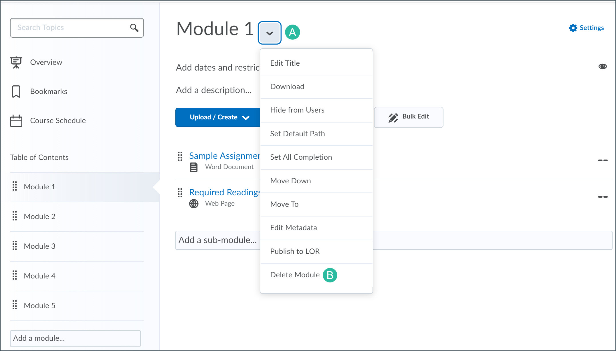 Select Delete Module