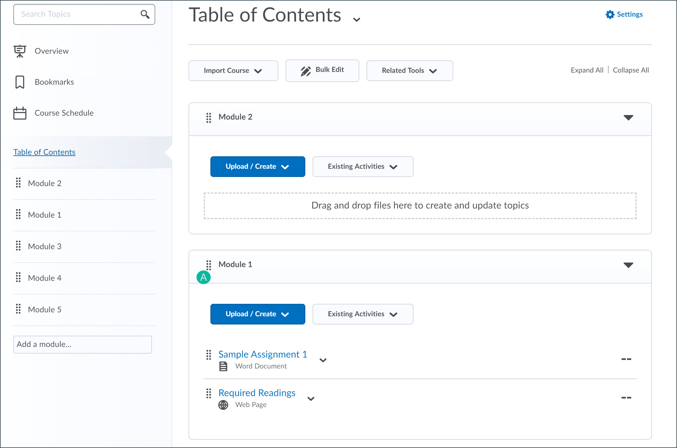 Select Dots Next to Module or Topic Name Select Dots Next to Module or Topic Name