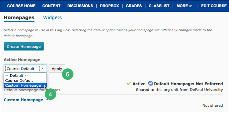 Set Homepage as active Set Homepage as active