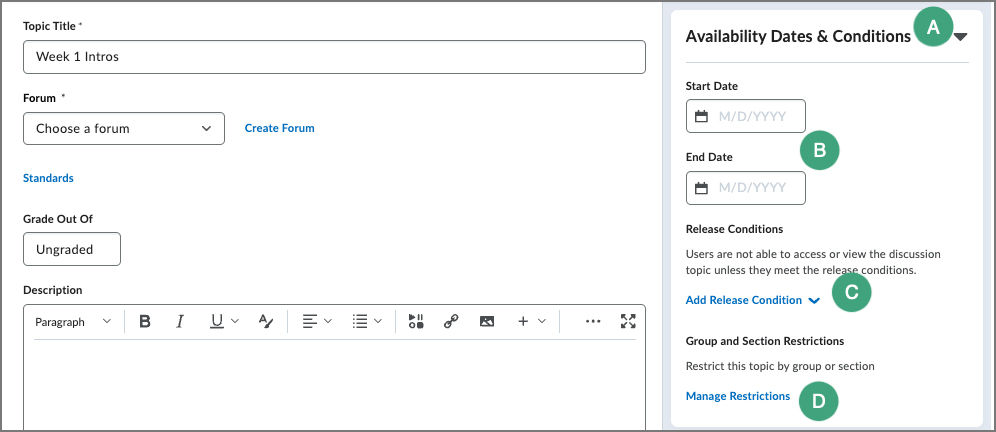 screenshot of the expanded availability dates interface