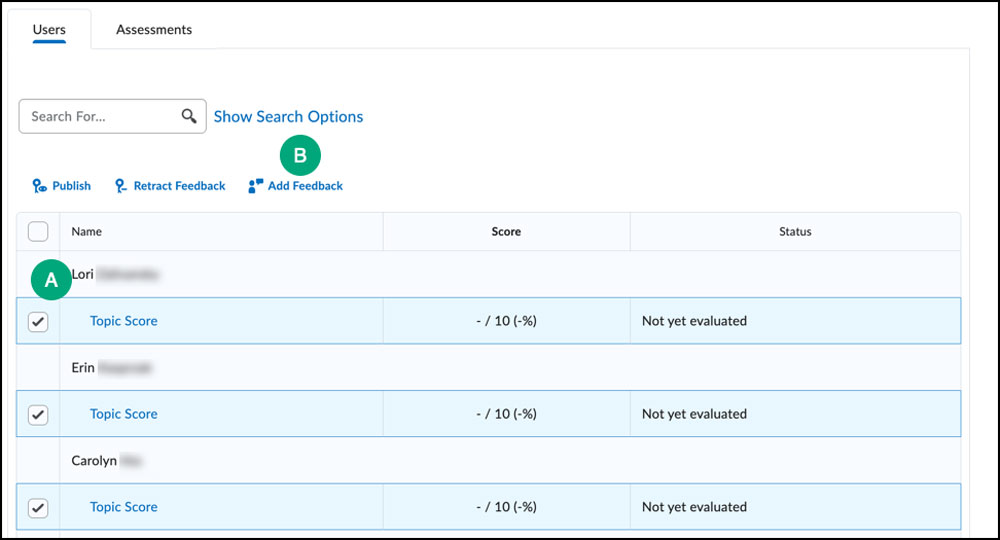 screenshot of the discussion evaluation area screenshot of the discussion evaluation area