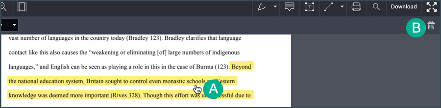 delete an annotation using trash can icon delete an annotation using trash can icon