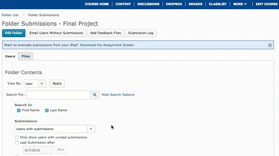 Show all students in a dropbox folder Show all students in a dropbox folder