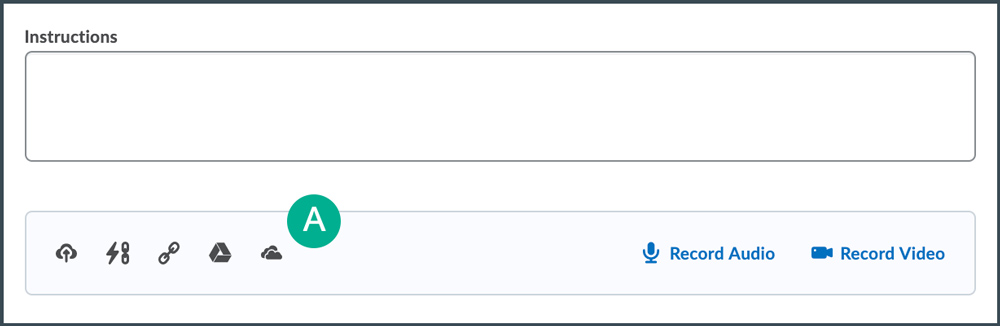 toolbar with icons to attach files toolbar with icons to attach files