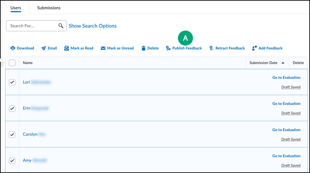 screenshot of the submissions area screenshot of the submissions area