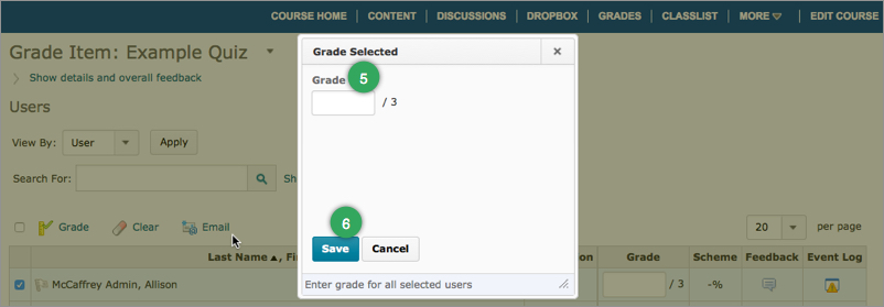 Entering the same score for all students for a grade item Entering the same score for all students for a grade item