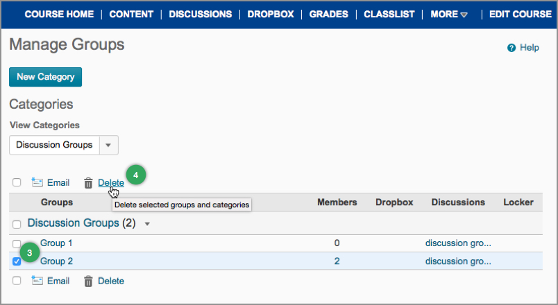 Delete Groups from a Category Delete Groups from a Category