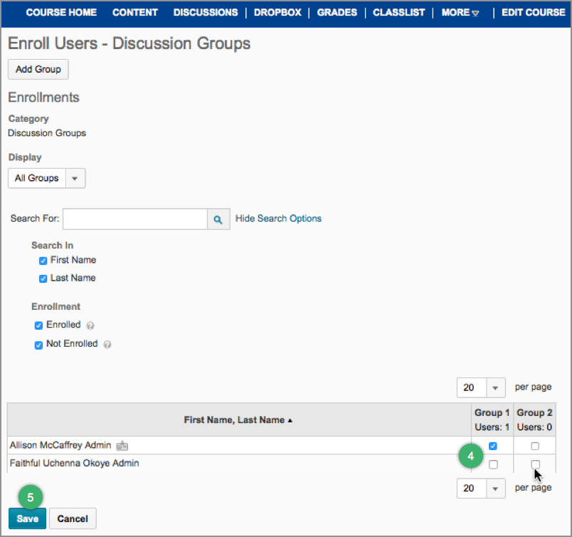 Selecting students for group enrollment in D2L Selecting students for group enrollment in D2L