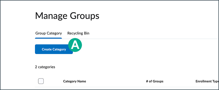 button to add a new category