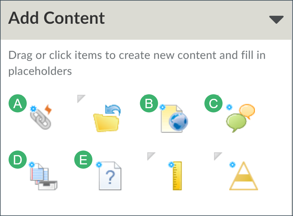 Icons in the Course Builder