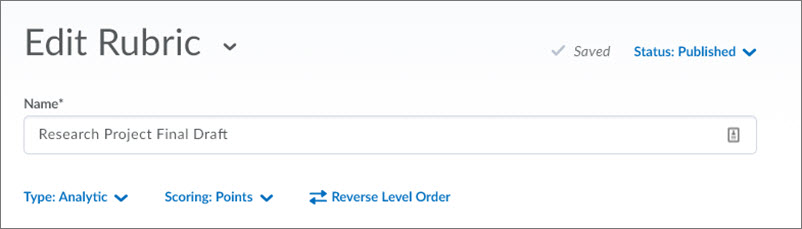 Edit Rubric header Edit Rubric header