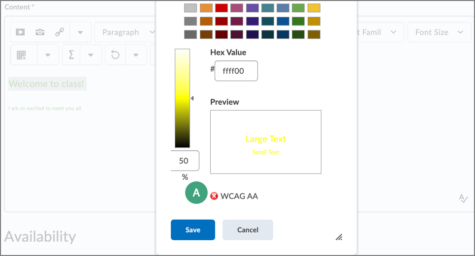 accessibility check for font color