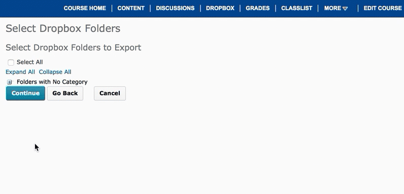 Select items to export Select items to export