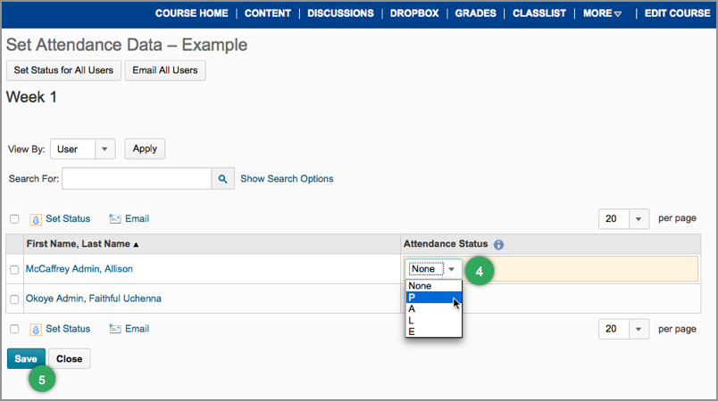 Set Attendance Status for Individual Students Set Attendance Status for Individual Students