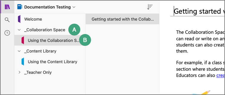 tabs for collaboration space
