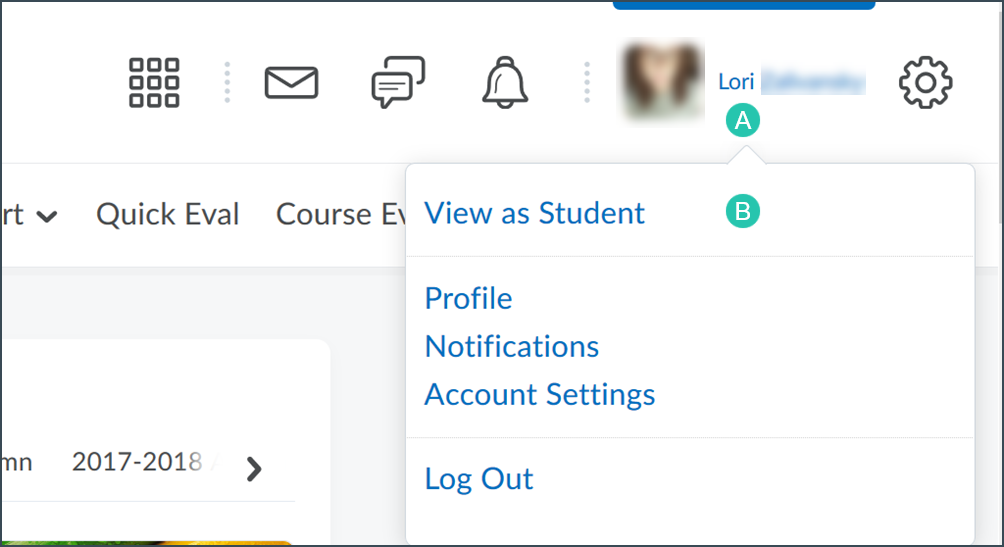 Select View as Student Select View as Student