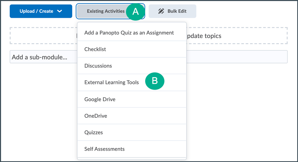 external learning tools dropdown menu external learning tools dropdown menu