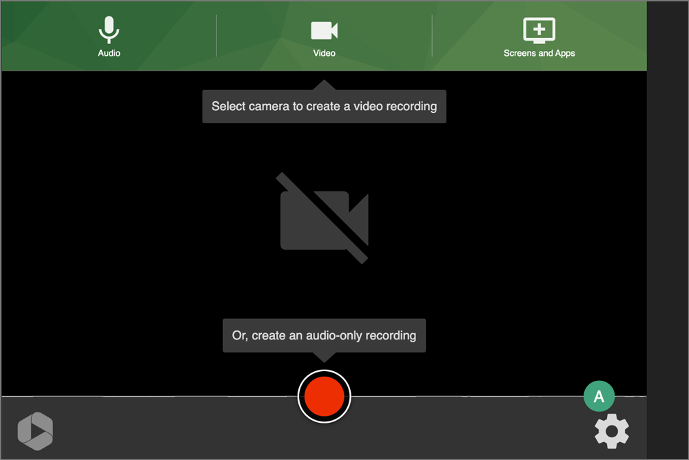 gear icon on the panopto capture main page