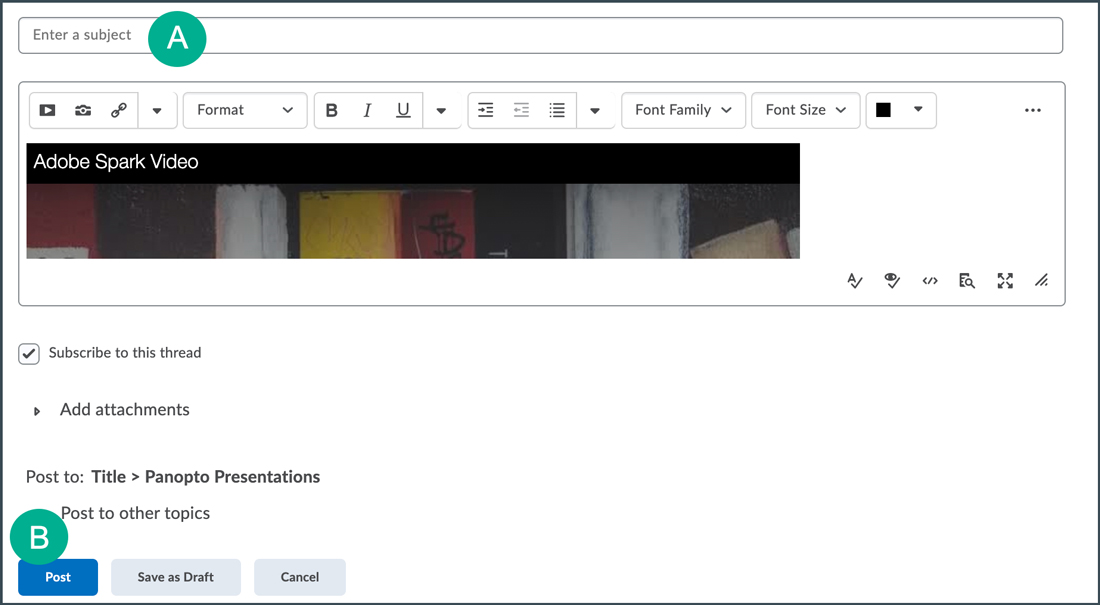 add subject and post thread add subject and post thread