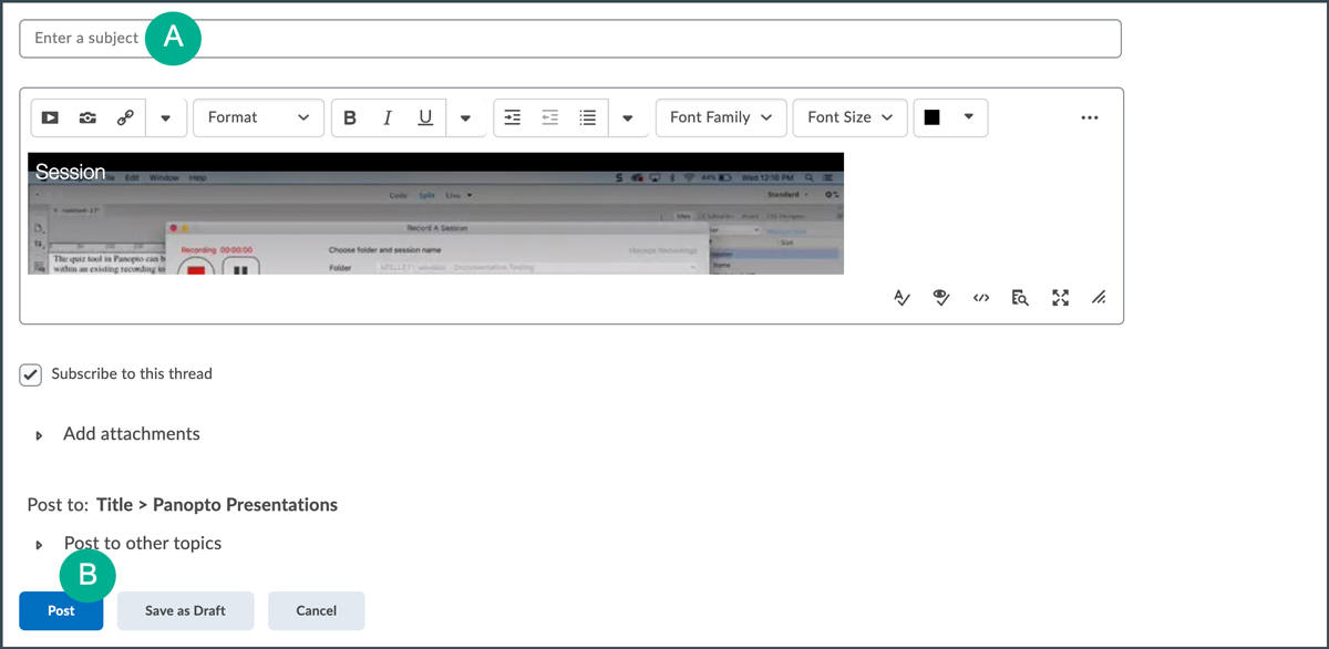add subject and post thread add subject and post thread