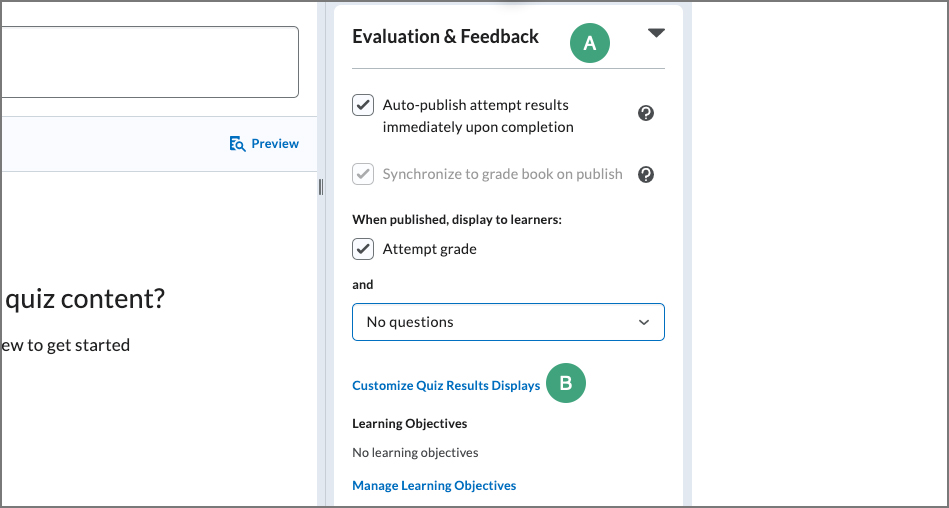 View Answers and Preview a Quiz – Help Center