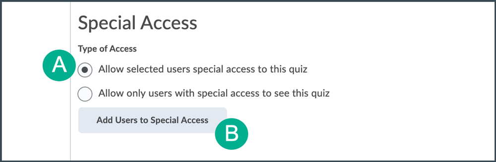 button to add special access button to add special access