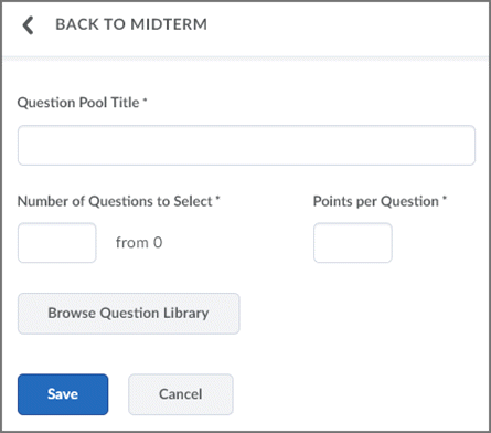 Set up question pool Set up question pool