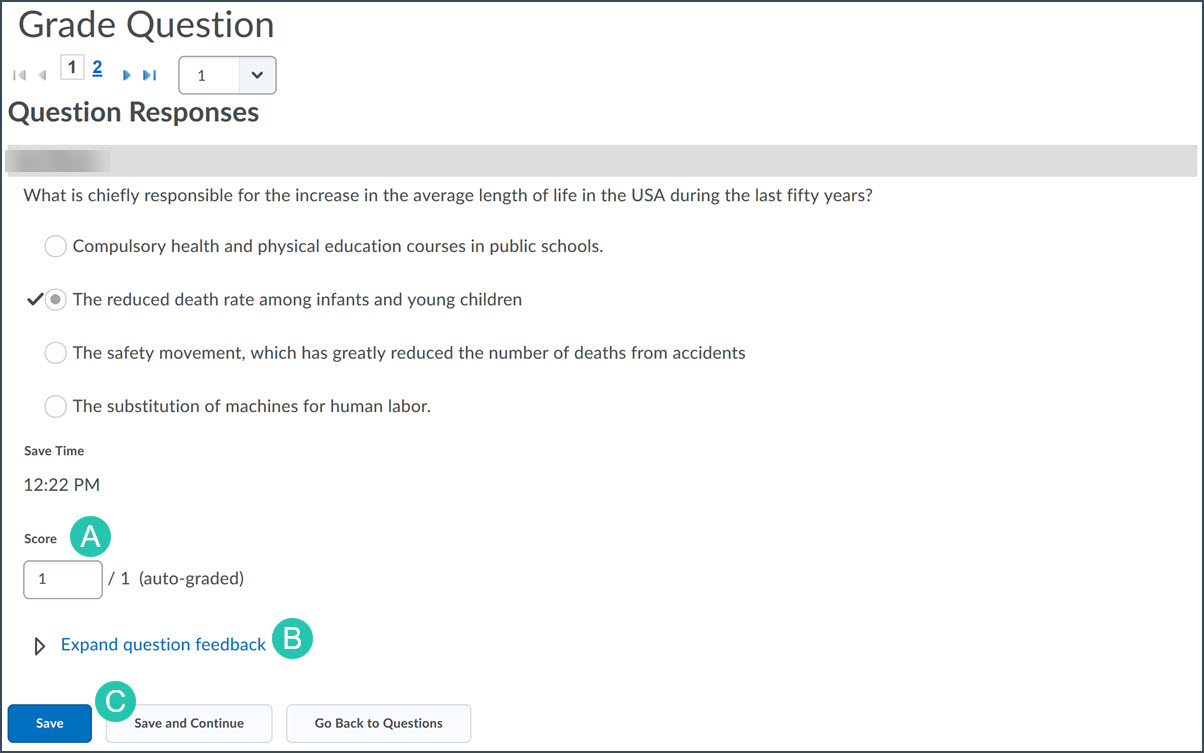 Grade Quiz by Question