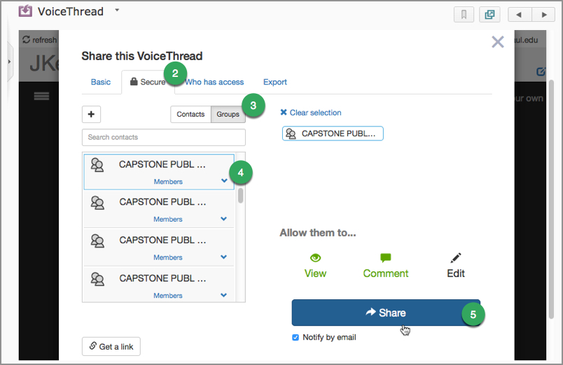 Sharing Options in VoiceThread Sharing Options in VoiceThread