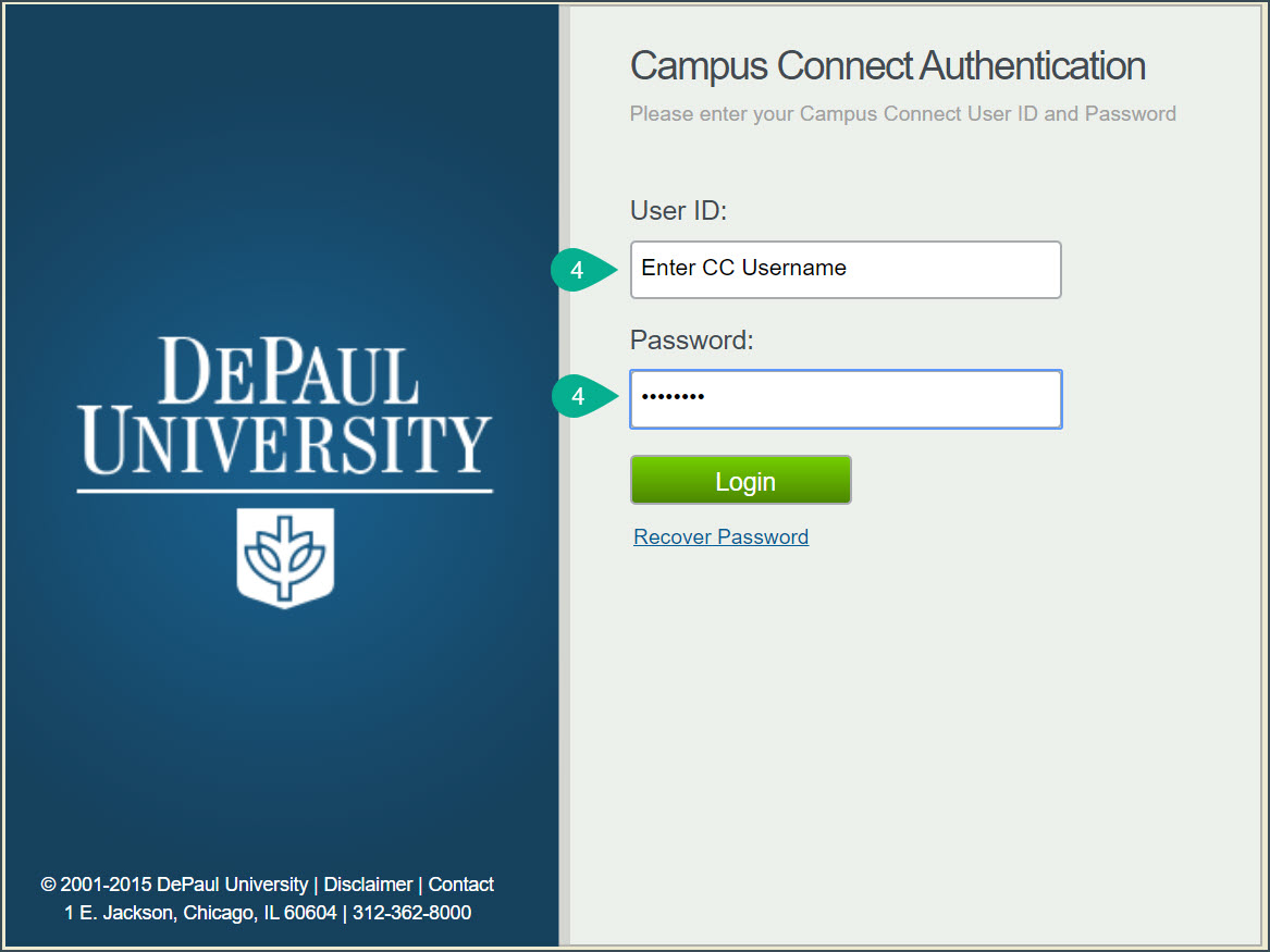 Enter CC Username and Password Enter CC Username and Password