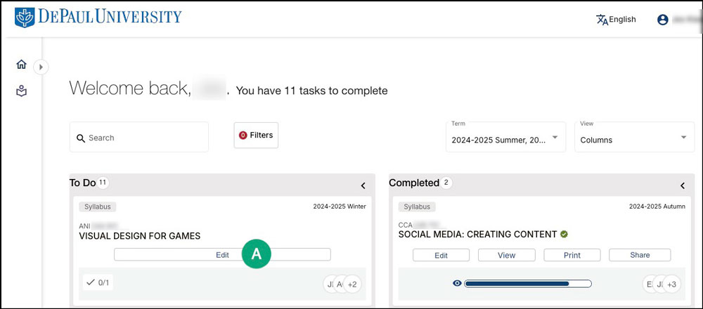 screenshot of the simple syllabus home page