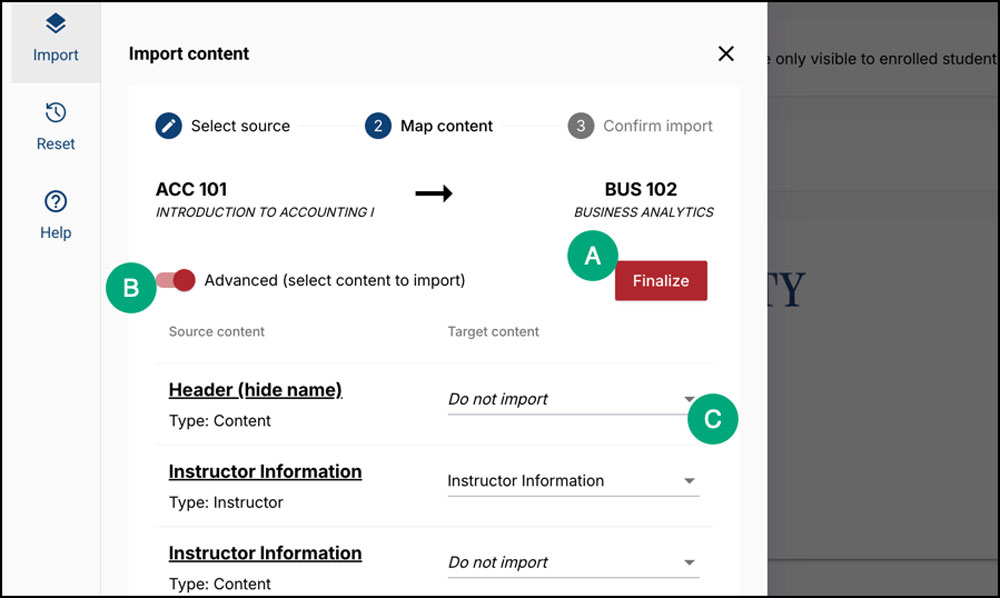 screenshot of the simple syllabus import steps