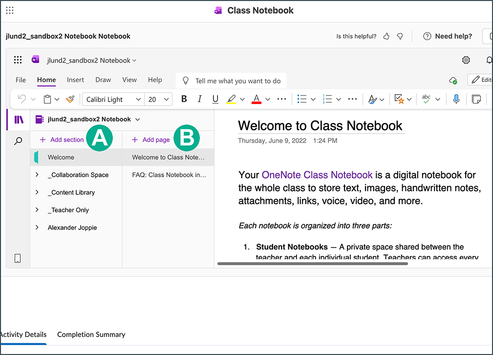 locating the add section and add page buttons