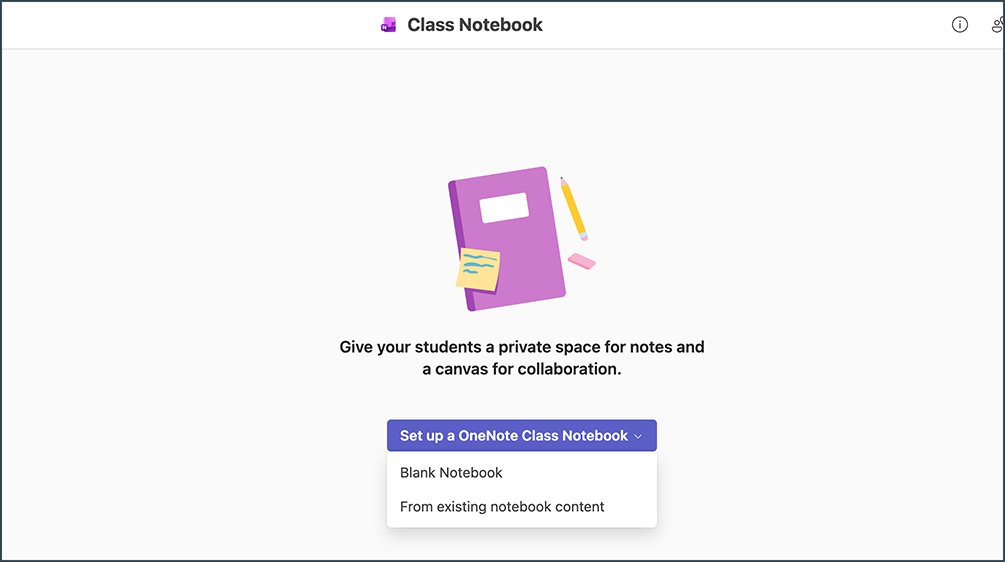 creating or importing Class Notebook materials