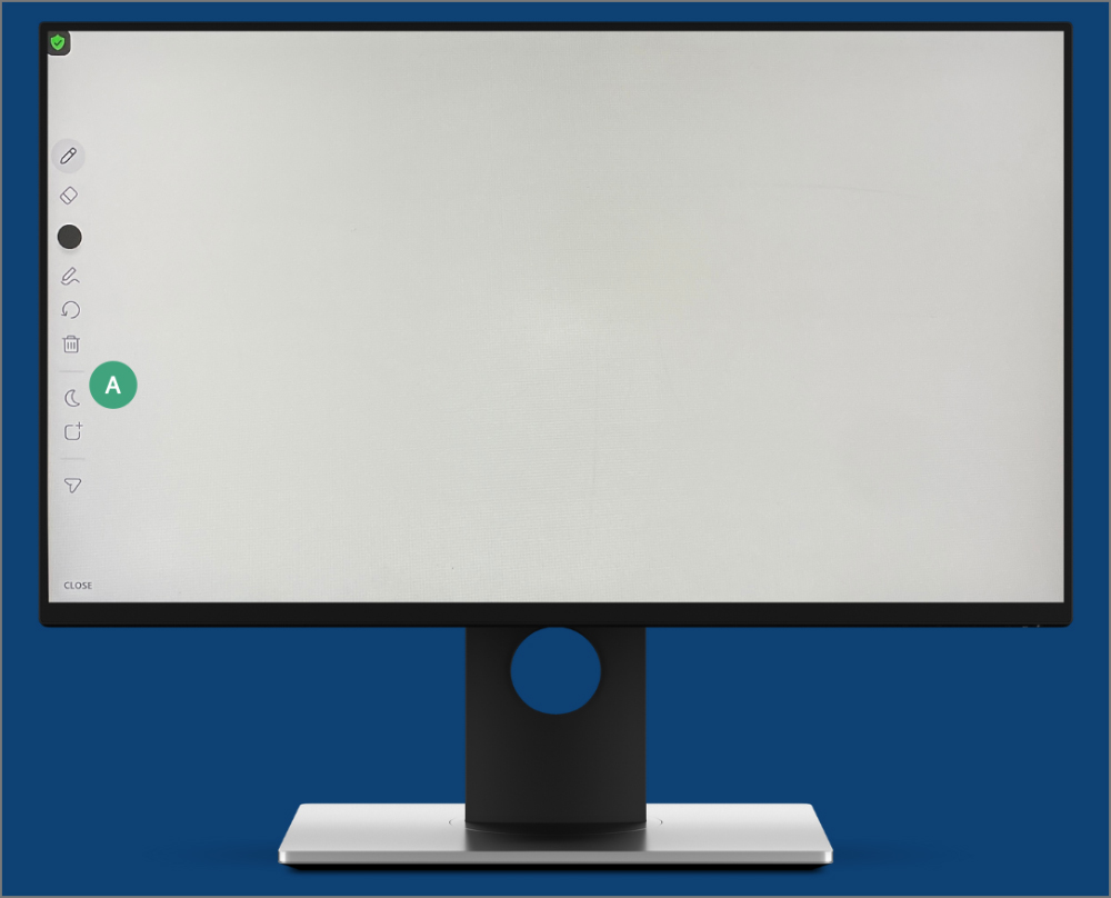 image of computer monitor with zoom whiteboard open and label on moon icon