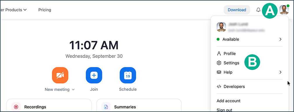 locating the profile and settings